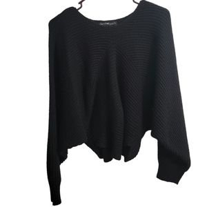 Women's Black Dolman Knit Sweater - Small